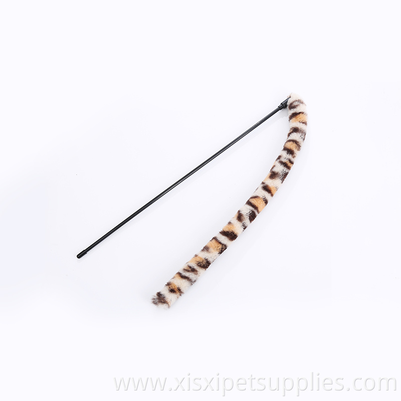 Hot selling leopard print plush with bells interactive cat teaser toy